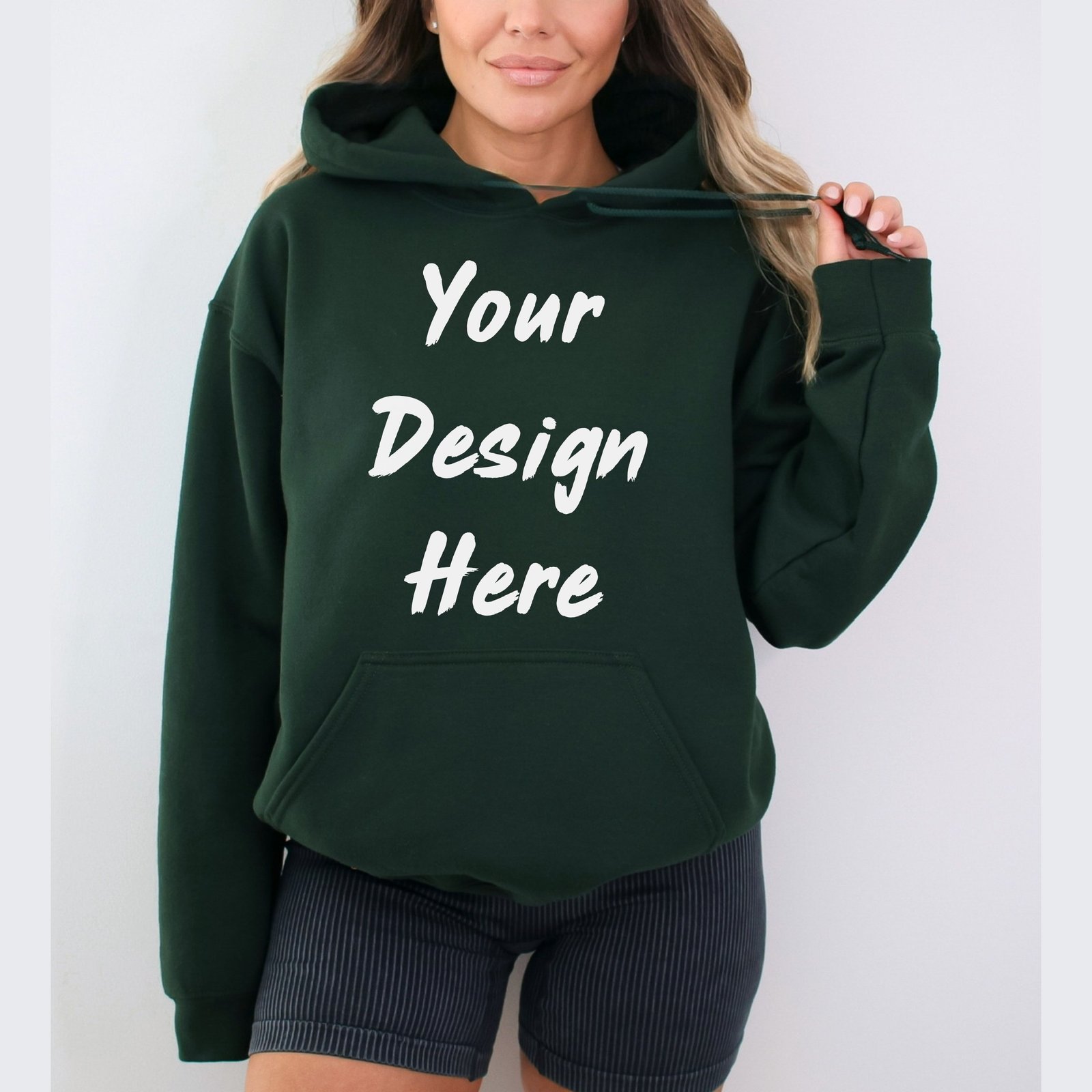 Hoodie with a custom DTF print, pressed and ready to wear
