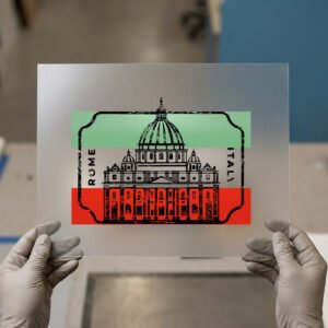 Rome — St. Peter's Basilica Stamp — DTF transfer, dark ink on film