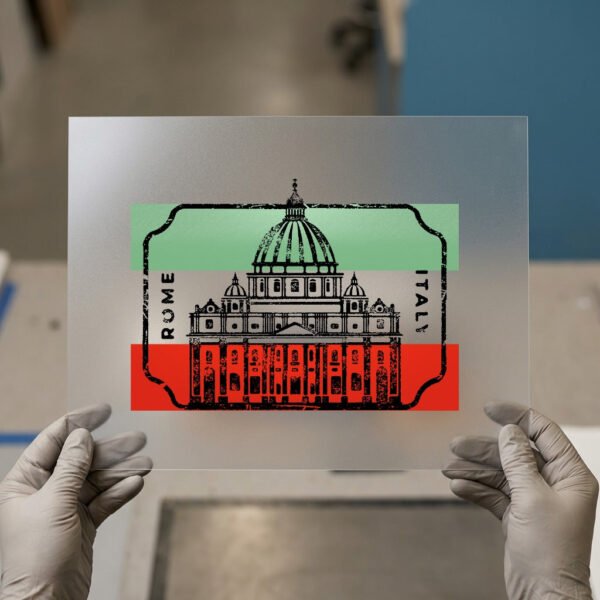 Rome — St. Peter's Basilica Stamp — DTF transfer, dark ink on film