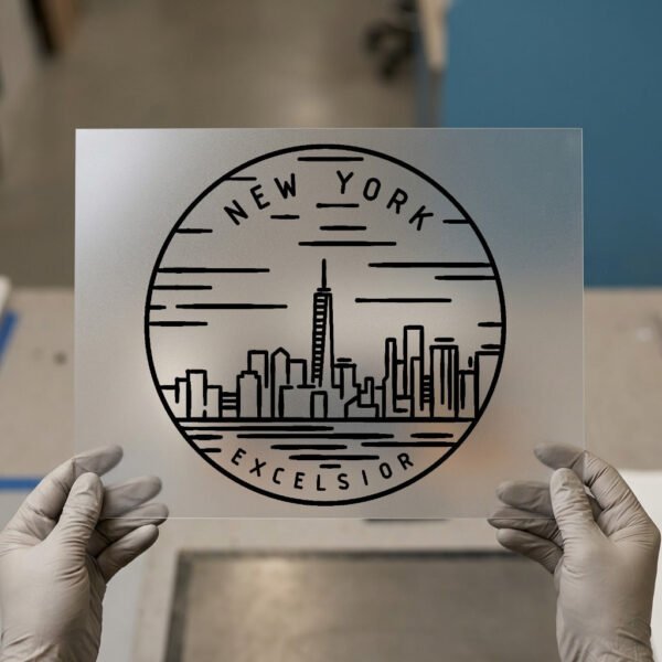 New York Excelsior Skyline — DTF transfer, dark ink New York — Excelsior Skyline Badge