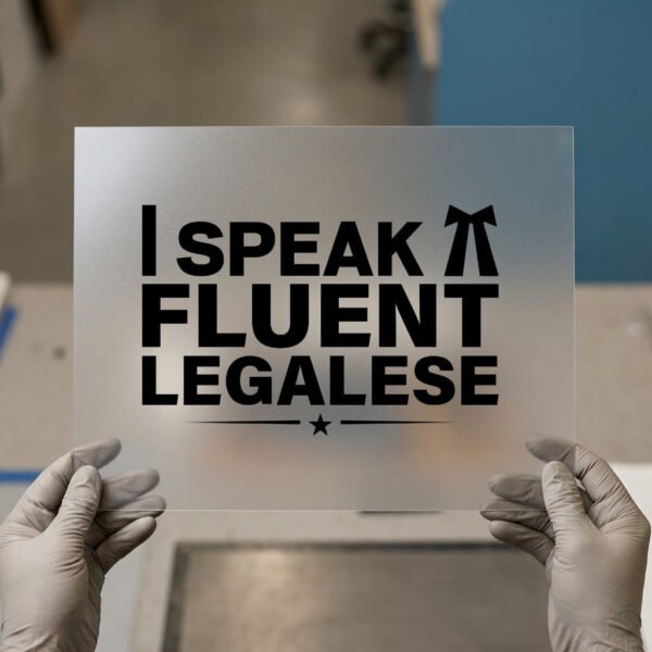 I SPEAK FLUENT LEGALESE — DTF transfer, dark ink I Speak Fluent Legalese