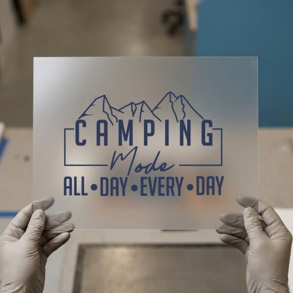 Camping Mode All Day Every Day — DTF transfer, dark ink Camping Mode — All Day, Every Day