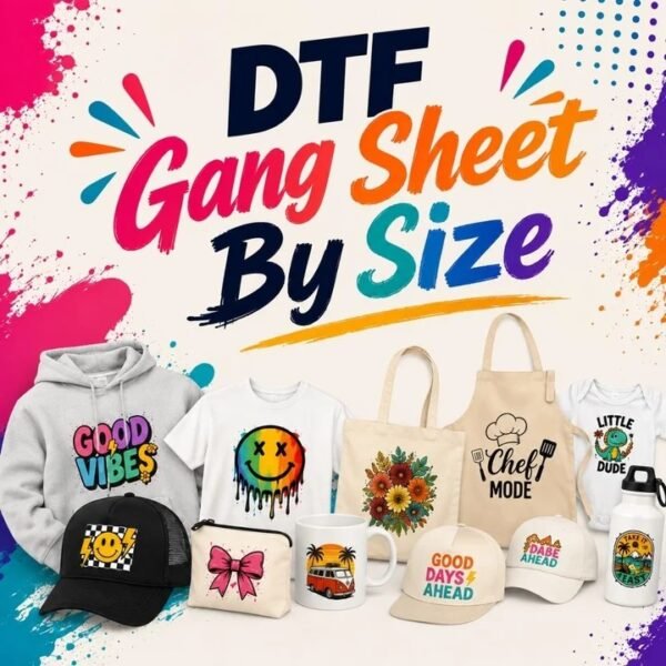 DTF transfers by size