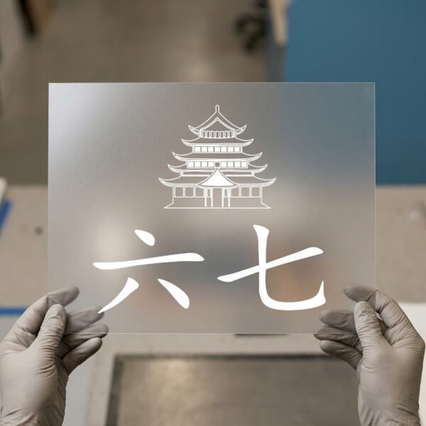 Zen Pagoda & Kanji — DTF transfer, light ink Pagoda — 六七